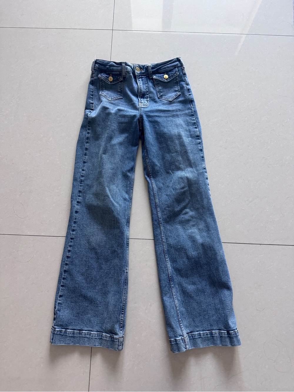 Pilcro Wide Leg High-Rise Jeans - Blue